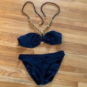 Michael Kors Black bikini w/ gold chain size M